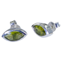Riyo Good Gemstones Marquise Faceted Green Peridot Silver Earring thanks giving gift