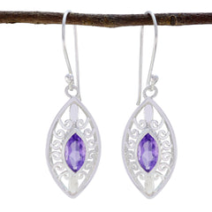 Riyo Good Gemstones Marquise Faceted Purple Amethyst Silver Earring thanks giving gift