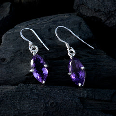 Riyo Good Gemstones Marquise Faceted Purple Amethyst Silver Earrings mother's day gift