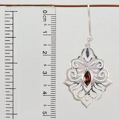 Riyo Good Gemstones Marquise Faceted Red Garnet Silver Earring gift for b' day