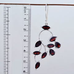 Riyo Good Gemstones Marquise Faceted Red Garnet Silver Earrings black Friday gift