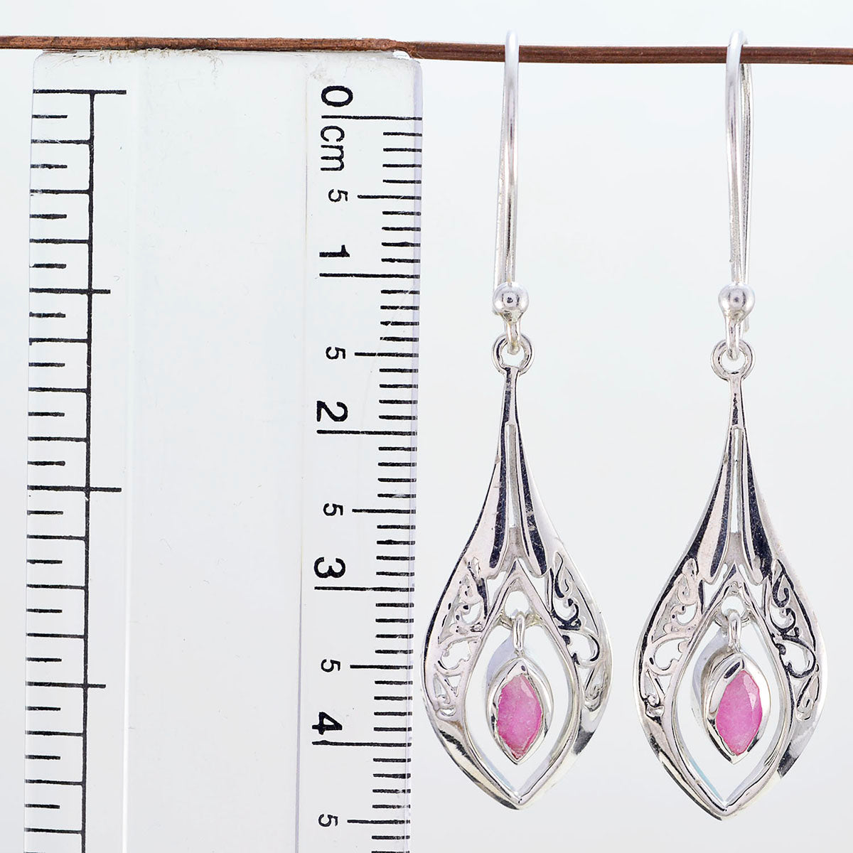 Riyo Good Gemstones Marquise Faceted Red Indian Ruby Silver Earrings college graduation