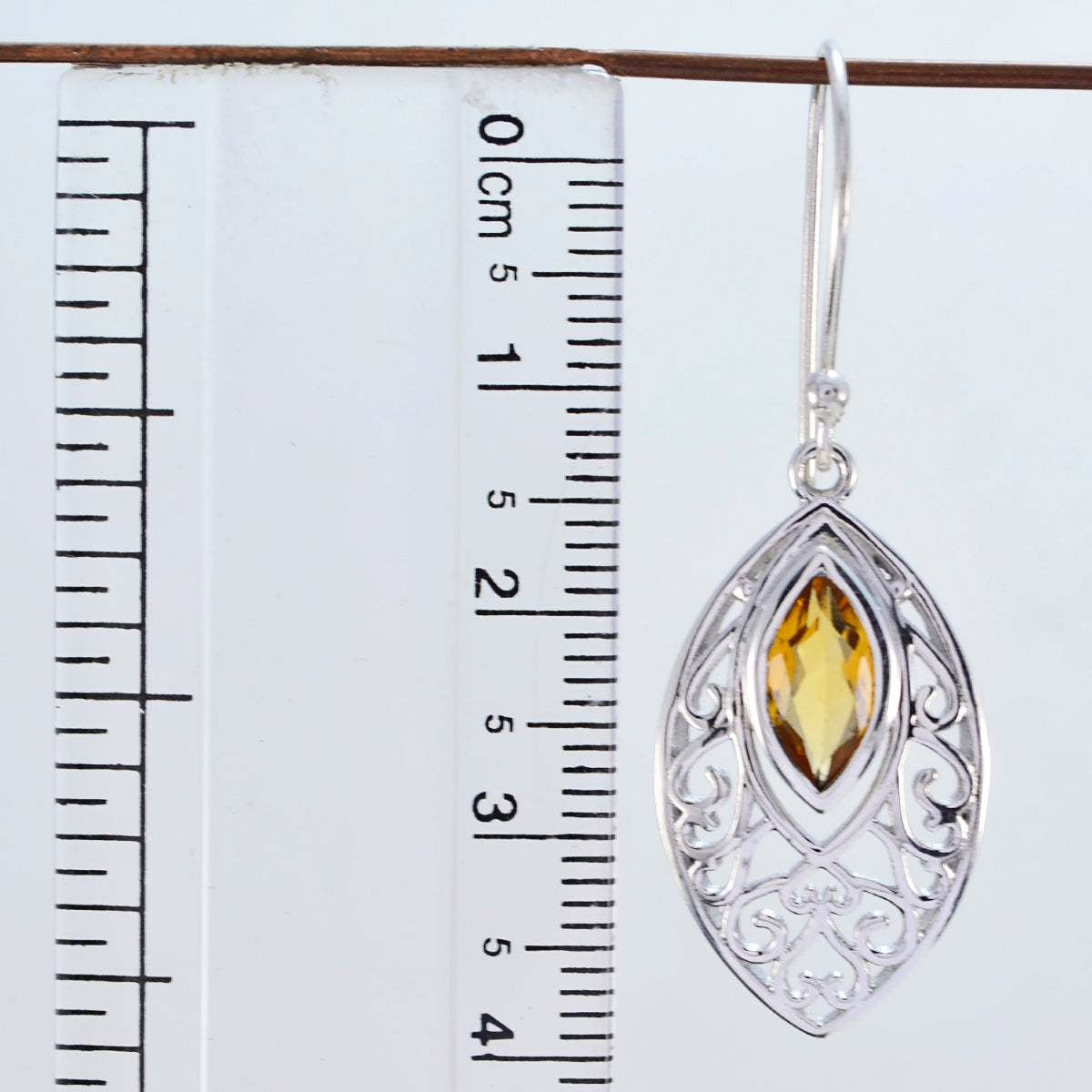 Riyo Good Gemstones Marquise Faceted Yellow Citrine Silver Earrings gift for anniversary day