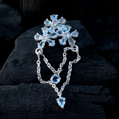 Riyo Good Gemstones Multi Shape Faceted Blue Blue Topaz Solid Silver Pendant gift for college