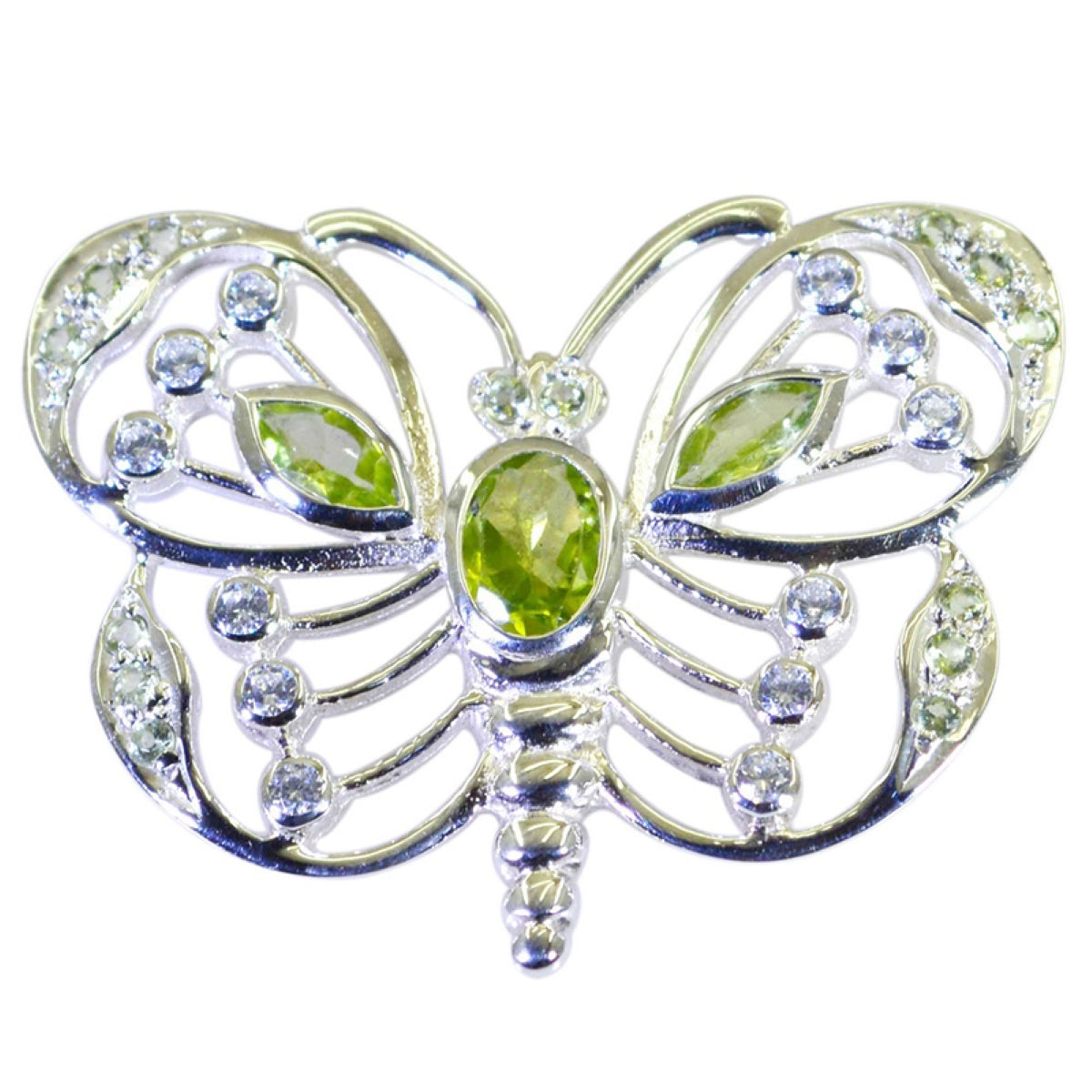 Riyo Good Gemstones Multi Shape Faceted Green Peridot Solid Silver Pendant children day gift