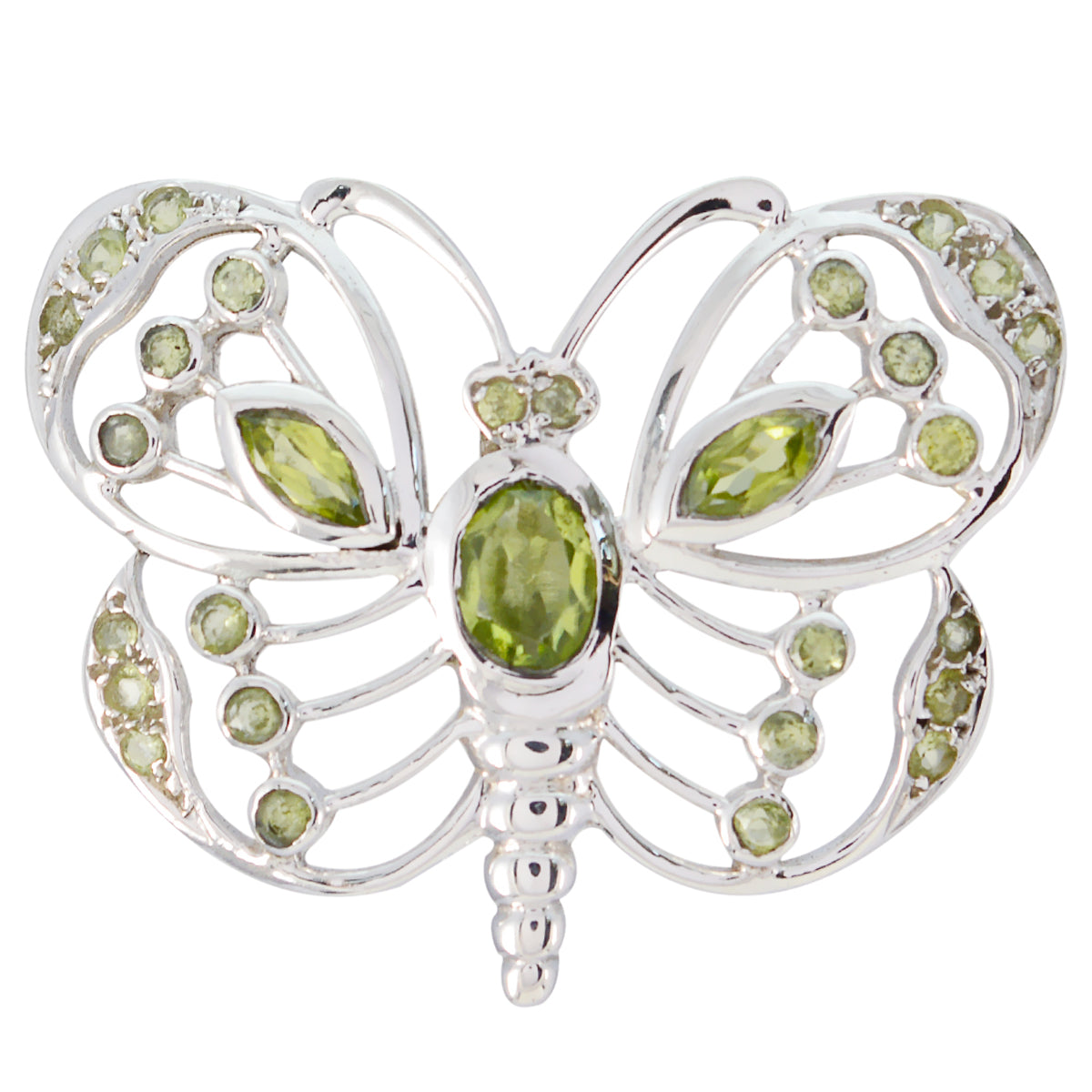 Riyo Good Gemstones Multi Shape Faceted Green Peridot Solid Silver Pendant children day gift