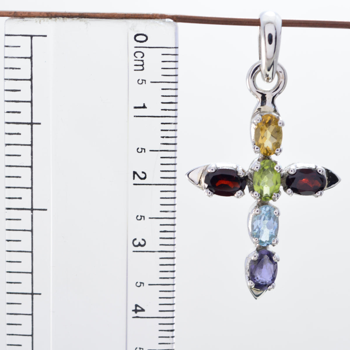 Riyo Good Gemstones Multi Shape Faceted Multi Color Multi Stone 925 Sterling Silver Pendants teacher's day gift