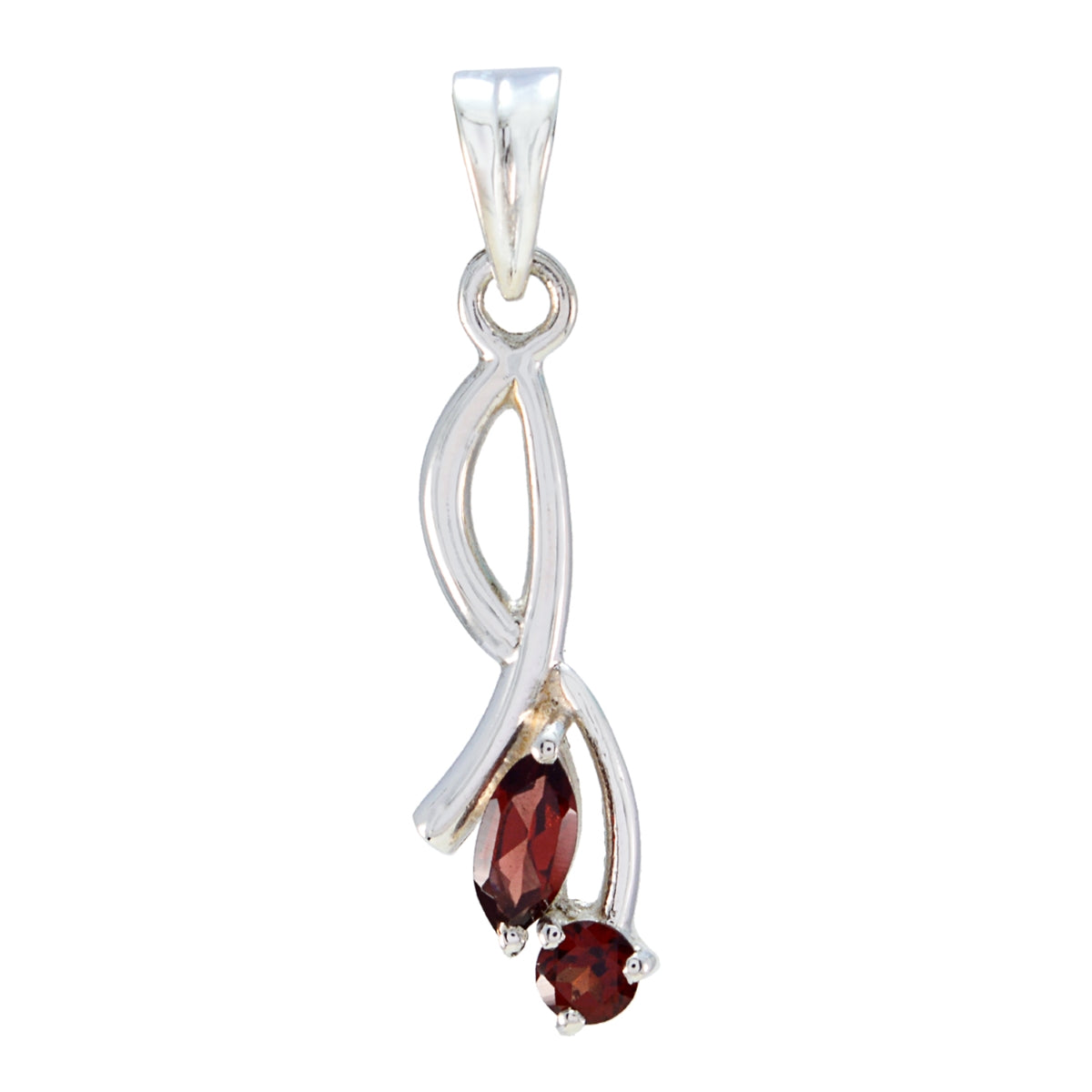 Riyo Good Gemstones Multi Shape Faceted Red Garnet 925 Silver Pendants gift for engagement