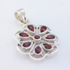 Riyo Good Gemstones Multi Shape Faceted Red Garnet Sterling Silver Pendant gift for good Friday