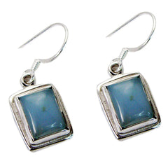 Riyo Good Gemstones Octogon Cabochon Blue Chalcedony Silver Earring gift for teacher's day