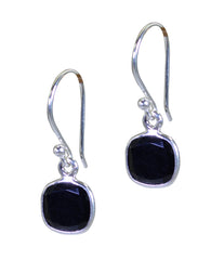 Riyo Good Gemstones Octogon Faceted Black Onyx Silver Earrings moms day gift