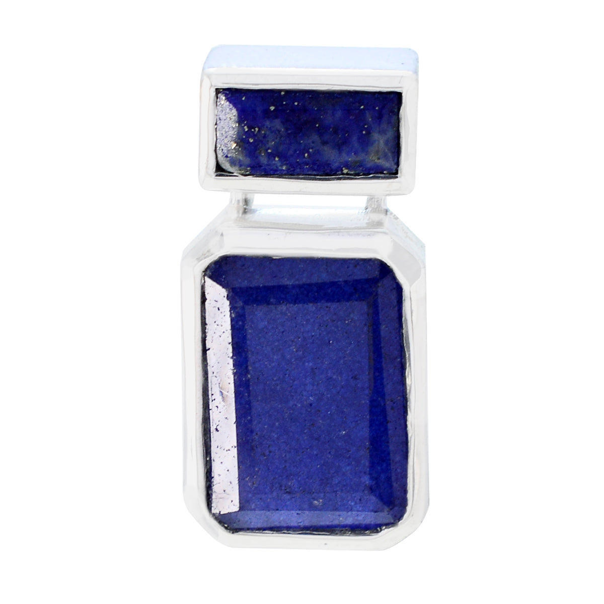 Riyo Good Gemstones Octogon Faceted Nevy Blue Lapis Lazuli Sterling Silver Pendant gift for mothers day