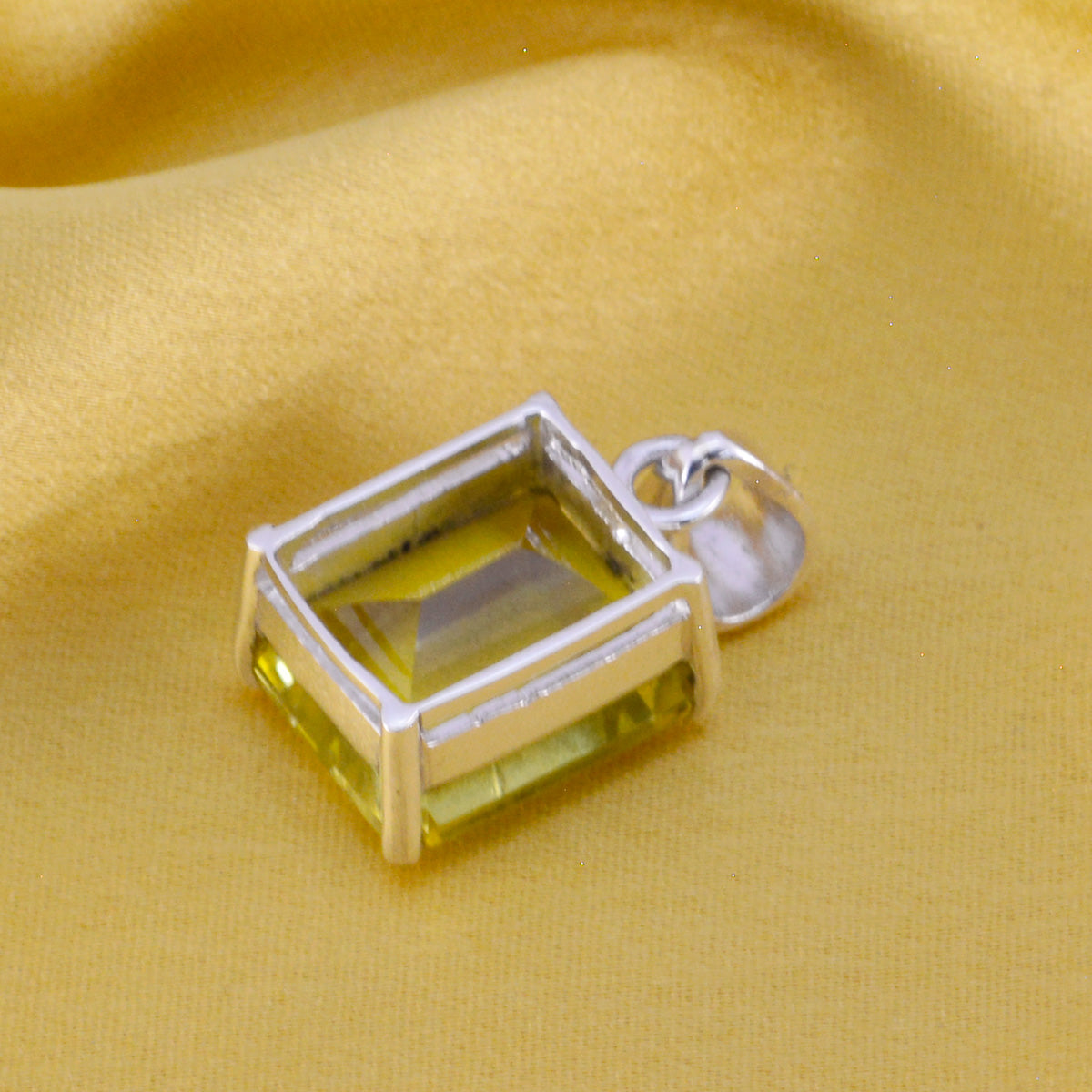 Riyo Good Gemstones Octogon Faceted Yellow Lemon Quartz 925 Sterling Silver Pendant gift for wife