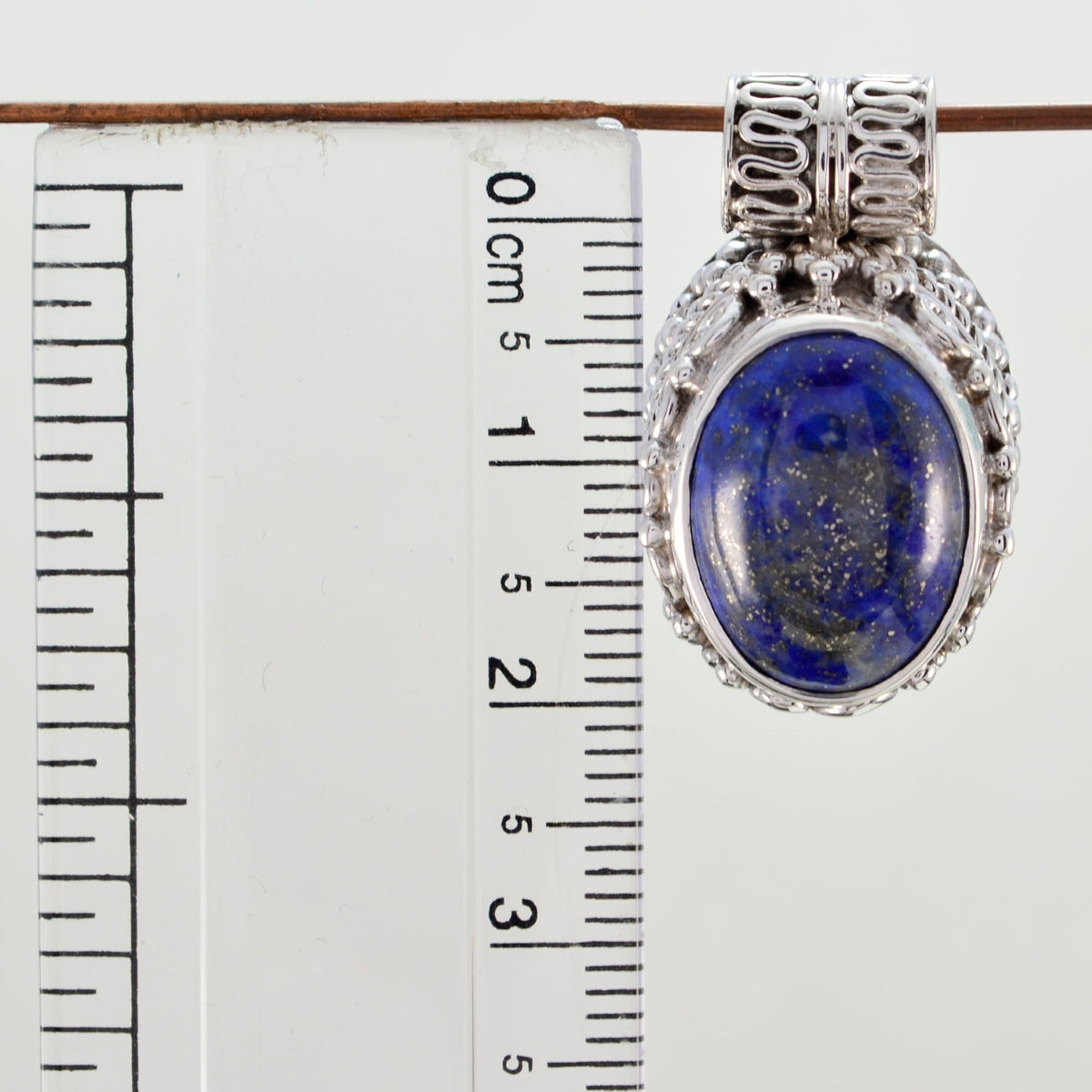 Riyo Good Gemstones Oval Cabochon Nevy Blue Lapis Lazuli Solid Silver Pendants gift for teachers day
