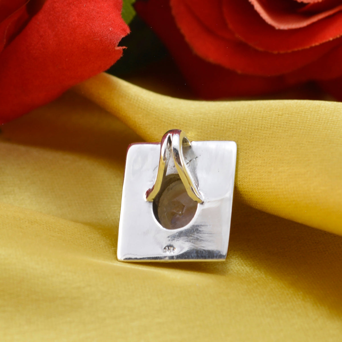 Riyo Good Gemstones Oval Cabochon White Rainbow Moonstone 925 Silver Pendants sister gift