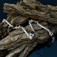 Riyo Good Gemstones Oval Faceted Black Black Onyx Silver Bracelet gift for halloween