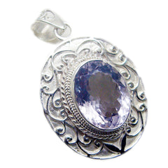 Riyo Good Gemstones Oval Faceted Purple Amethyst 925 Sterling Silver Pendants gift for women