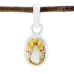 Riyo Good Gemstones Oval Faceted Yellow Citrine 925 Sterling Silver Pendant college student gift