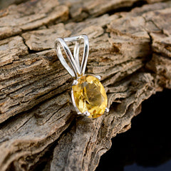 Riyo Good Gemstones Oval Faceted Yellow Citrine 925 Sterling Silver Pendant gift for st. patricks day