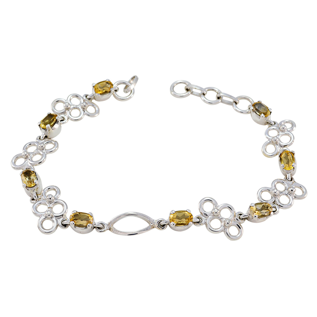 Riyo Good Gemstones Oval Faceted Yellow Citrine Silver Bracelet gift for easter Sunday