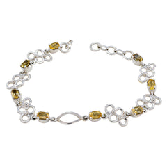 Riyo Good Gemstones Oval Faceted Yellow Citrine Silver Bracelet gift for easter Sunday
