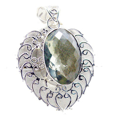 Riyo Good Gemstones Oval checker Green Green Amethyst 925 Sterling Silver Pendant halloween gift