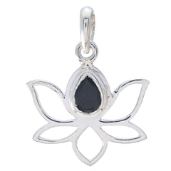 Riyo Good Gemstones Pear Faceted Black Black Onyx Sterling Silver Pendants christmas gift
