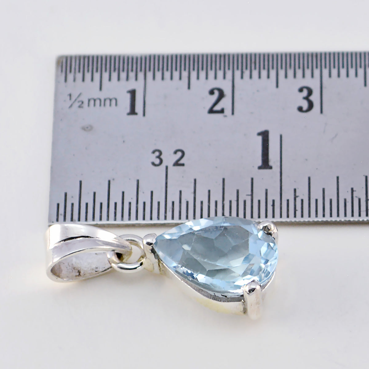 Riyo Good Gemstones Pear Faceted Blue Blue Topaz Solid Silver Pendants mother's day gift
