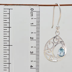 Riyo Good Gemstones Pear Faceted Blue Topaz Silver Earring gift for mom birthday