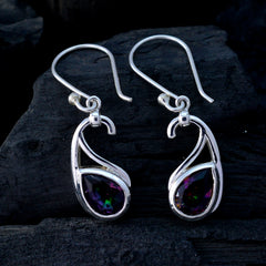 Riyo Good Gemstones Pear Faceted Multi Mystic Quartz Silver Earring mothers day gift