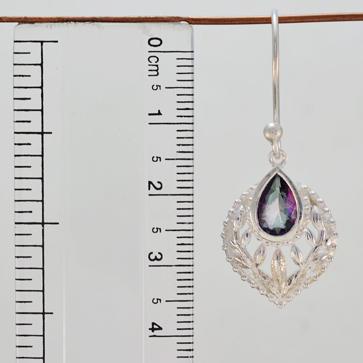 Riyo Good Gemstones Pear Faceted Multi Mystic Quartz Silver Earrings independence gift