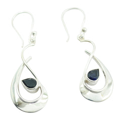 Riyo Good Gemstones Pear Faceted Nevy Blue Iolite Silver Earring gift for mother's day