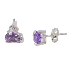 Riyo Good Gemstones Pear Faceted Purple Amethyst Silver Earrings gift for grandmom