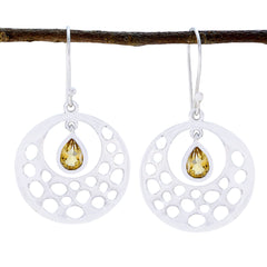 Riyo Good Gemstones Pear Faceted Yellow Citrine Silver Earring thanks giving gift