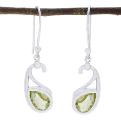 Riyo Good Gemstones Pear Faceted Yellow Lemon Quartz Silver Earrings st. patricks day gift