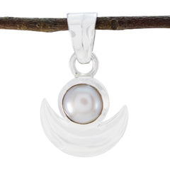 Riyo Good Gemstones Round Cabochon White Pearl 925 Sterling Silver Pendants gift for sister