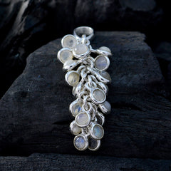 Riyo Good Gemstones Round Cabochon White Rainbow Moonstone Sterling Silver Pendant wedding gift