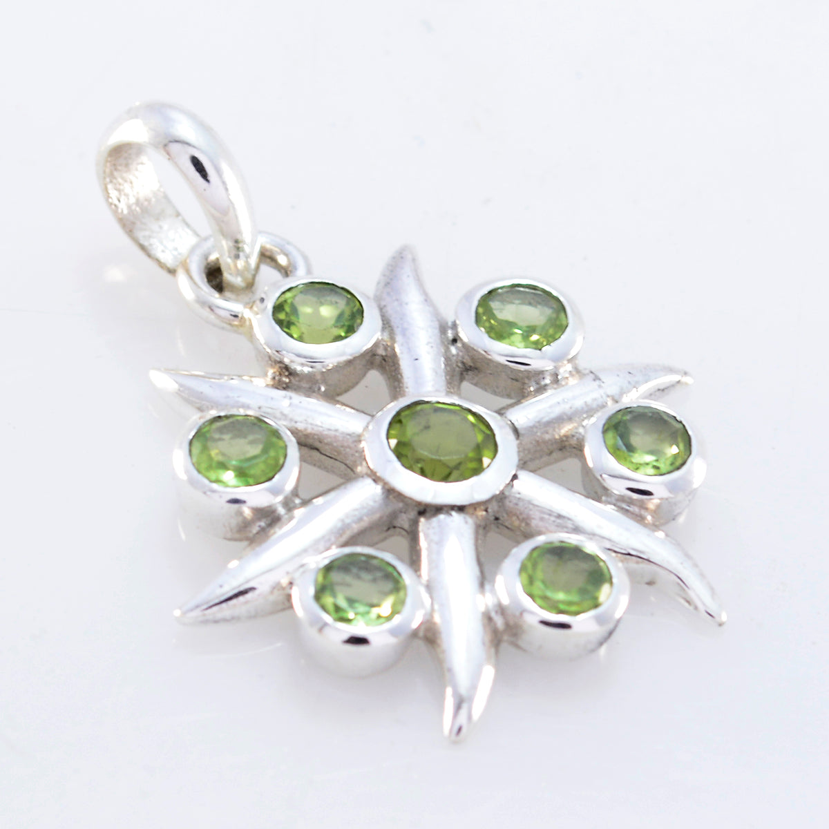 Riyo Good Gemstones Round Faceted Green Peridot Sterling Silver Pendants anniversary gift
