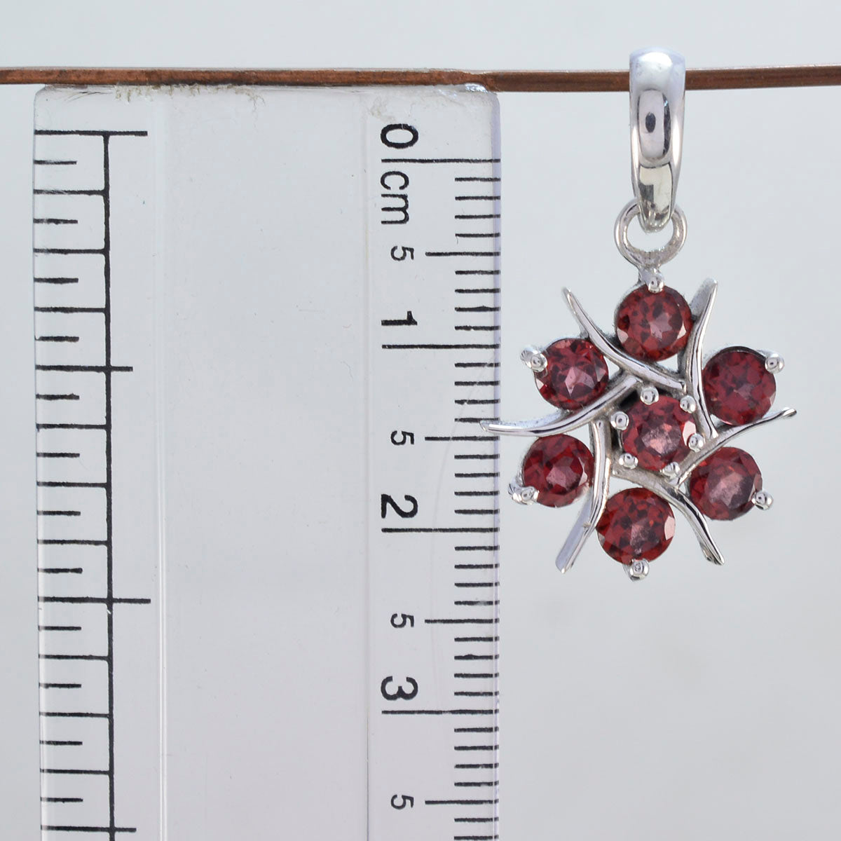 Riyo Good Gemstones Round Faceted Red Garnet Solid Silver Pendants gift for boxing day