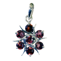 Riyo Good Gemstones Round Faceted Red Garnet Solid Silver Pendants gift for boxing day
