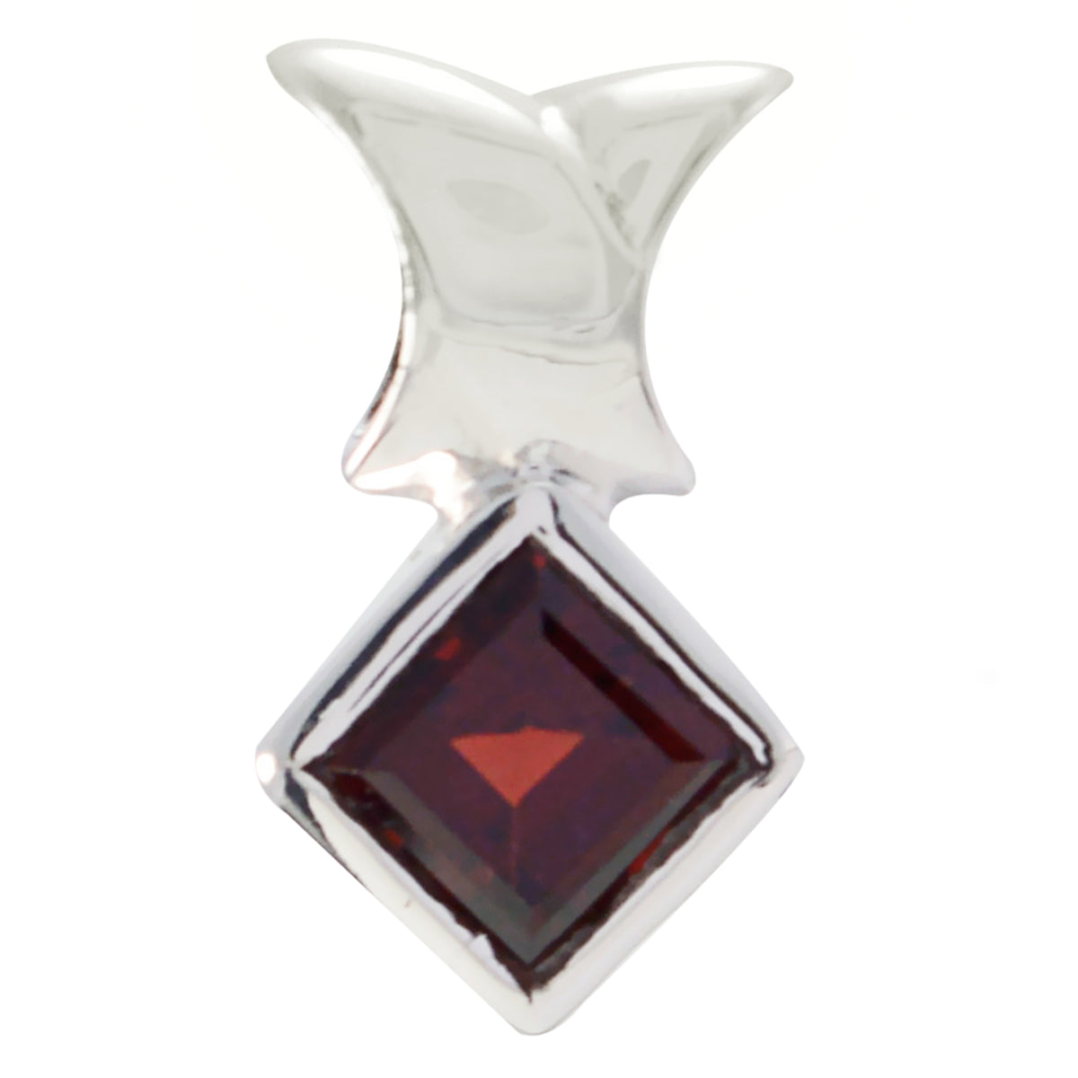 Riyo Good Gemstones Square Faceted Red Garnet 925 Sterling Silver Pendants mother gift
