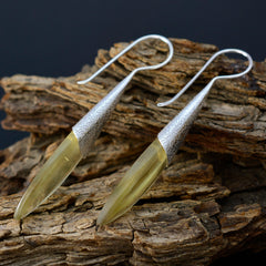 Riyo Good Gemstones fancy Cabochon Yellow Lemon Quartz Silver Earrings independence day gift