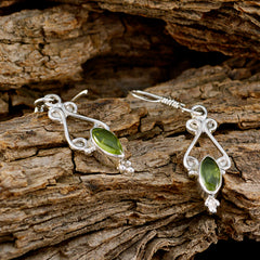 Riyo Good Gemstones marquise Cabochon Green Peridot Silver Earring moms day gift