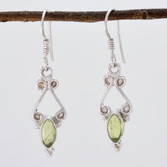 Riyo Good Gemstones marquise Cabochon Green Peridot Silver Earring moms day gift