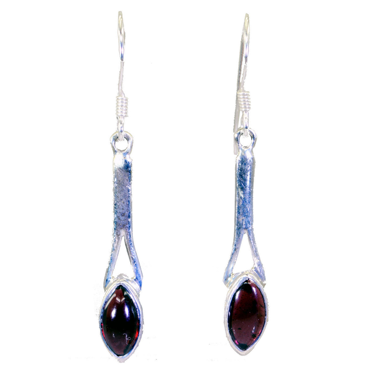 Riyo Good Gemstones marquise Cabochon Red Garnet Silver Earring teacher's day gift