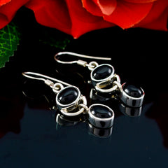 Riyo Good Gemstones multi shape Cabochon Black Onyx Silver Earrings cyber Monday gift