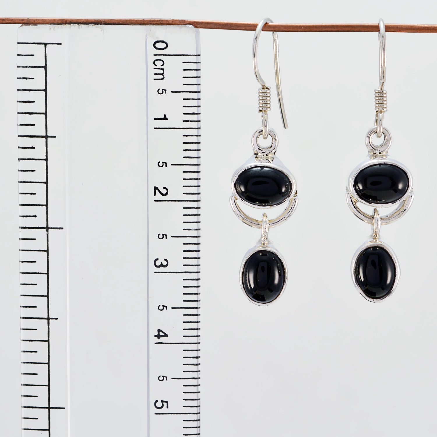 Riyo Good Gemstones multi shape Cabochon Black Onyx Silver Earrings cyber Monday gift