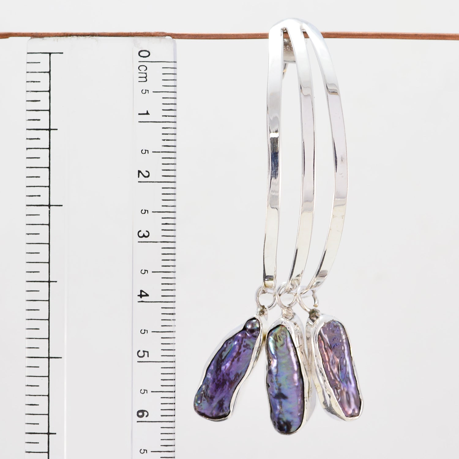Riyo Good Gemstones multi shape Cabochon Black Peral Silver Earrings gift for black Friday