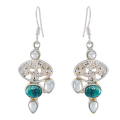 Riyo Good Gemstones multi shape Cabochon Multi Multi Stone Silver Earring gift for wife