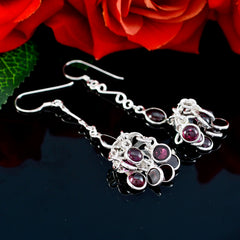 Riyo Good Gemstones multi shape Cabochon Red Garnet Silver Earrings gift for engagement